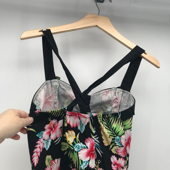 Banned Apparel Romper Womens Small Tropical Floral Print Retro Adjustable Straps - Picture 5 of 12